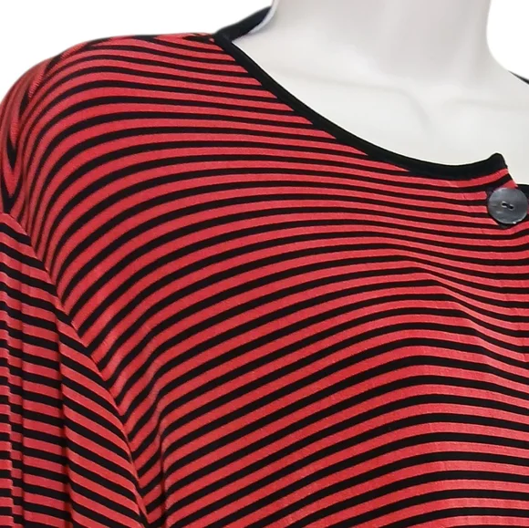 Chico's Travelers Red Black Striped Cardigan Knit Jacket Slinky Work Travel - Picture 3 of 6